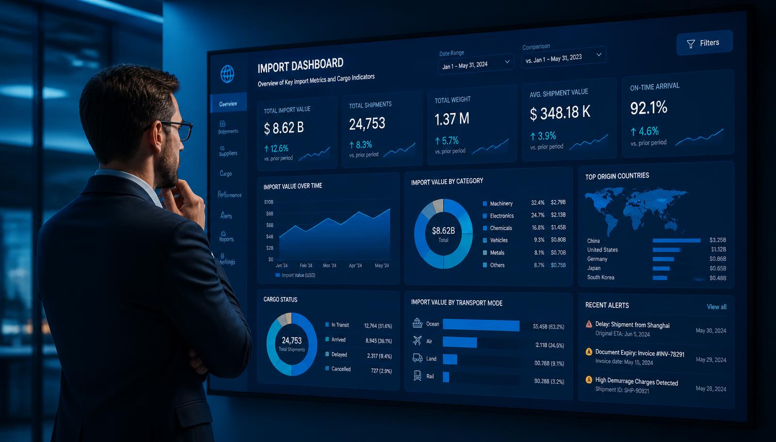 BI dashboard for companies that import: turning data into decisions